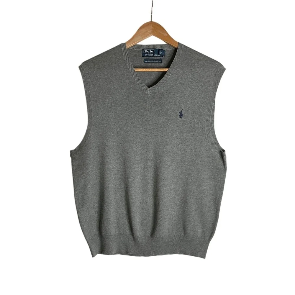 Polo by Ralph Lauren 100% Pima Cotton Sweater Vest Pullover Sleeveless Preppy L